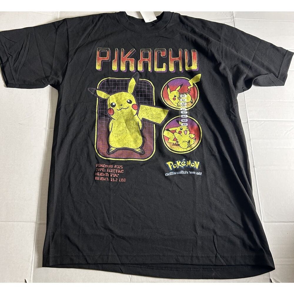 Pokemon Pikachu Profile Black Graphic T-Shirt Men’s XLT‎ Extra Large Tall